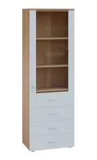 ATYP LE - 64 skříň léková prosklená, pravá, korpus dub bardolino, dvířka bílá